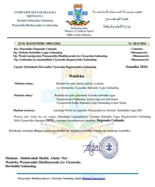 Galmudug oo shaacisay xilliga la qabanayo tartanka Degmooyinka Maamulkaas