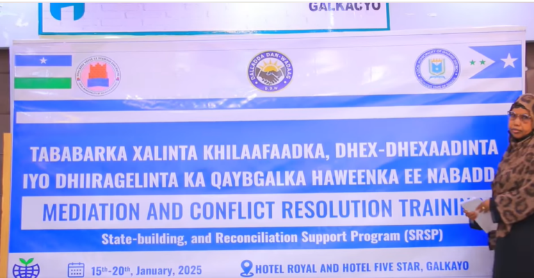 Tababar lagu baranayay xalinta khilaafaadka oo lagu qabtay Gaalkacyo
