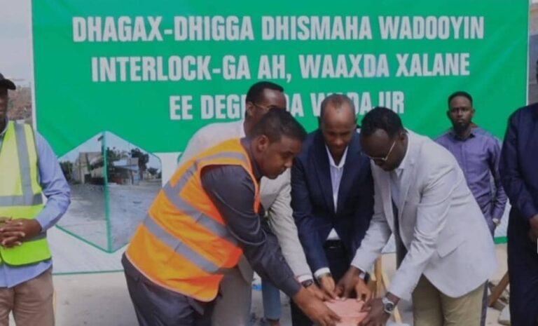 Dhismaha wado interlock oo laga dhagax dhigay degmada Wadajir.