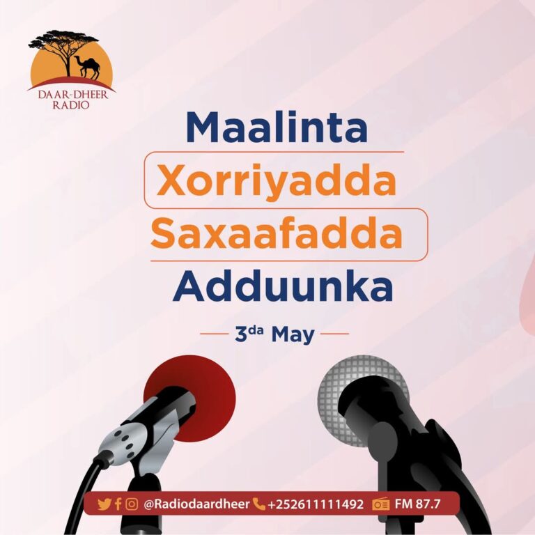 Malinta xoriyada saxafada adunka ee 3-May oo manta dunida laga xusayo
