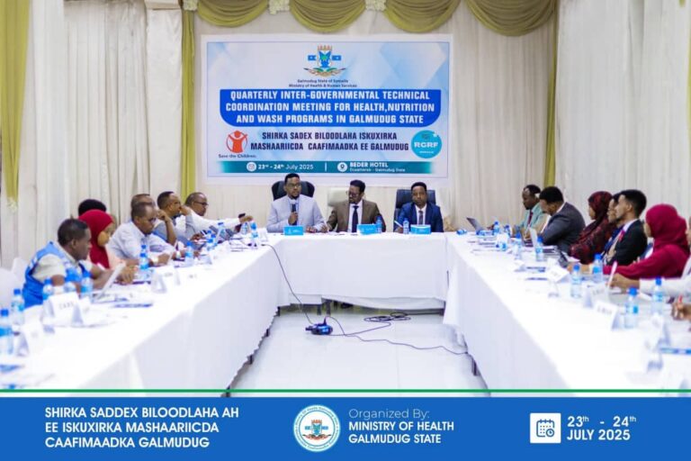 Wasaaradda Caafimaadka Galmudug oo Dhuusamareeb daahfuray Shirka iskuxirka Mashaariicda Caafimaadka.