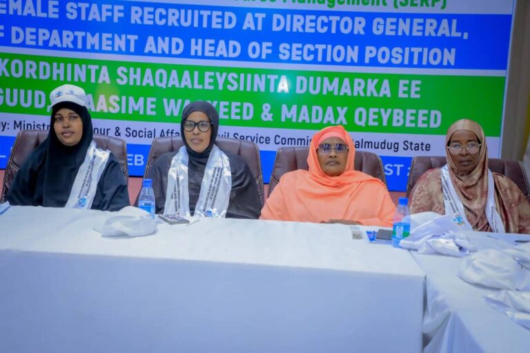 Tababar ku saabsan kordhinta kaalinta haweenka Shaqaalaha oo lagu soo gabgabeeyay Dhuusamareeb.